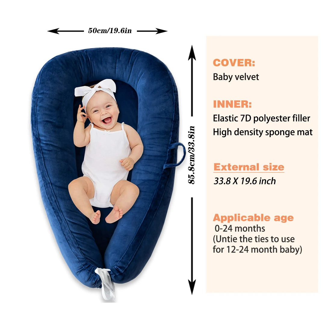 Baby Lounger,Newborn Lounger for Baby, Baby Nest,Snugly Fit Infant Lounger for Baby, Infant 100% Cotton Breathable Sleeping Bed