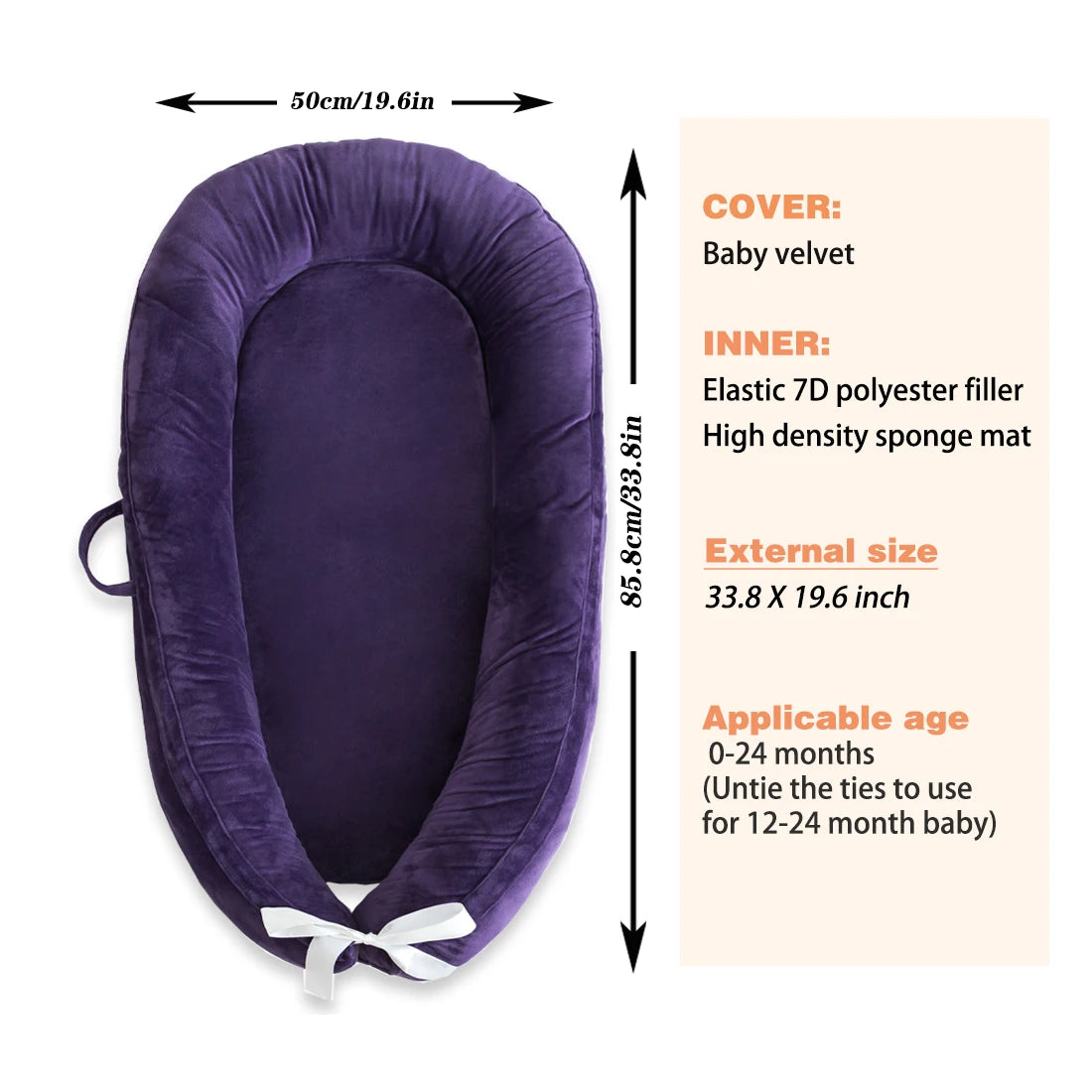 Baby Lounger,Newborn Lounger for Baby, Baby Nest,Snugly Fit Infant Lounger for Baby, Infant 100% Cotton Breathable Sleeping Bed