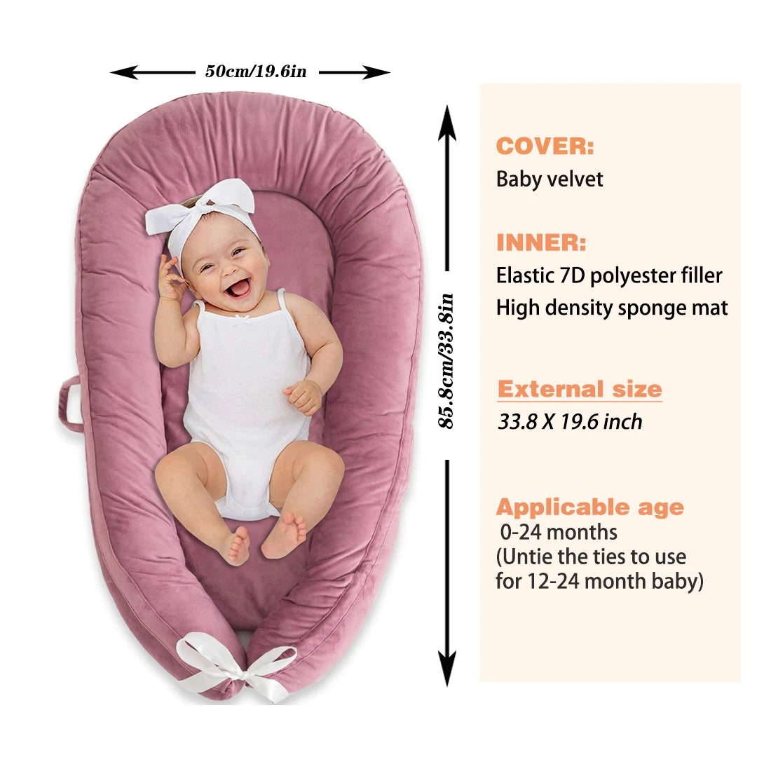 Baby Lounger,Newborn Lounger for Baby, Baby Nest,Snugly Fit Infant Lounger for Baby, Infant 100% Cotton Breathable Sleeping Bed