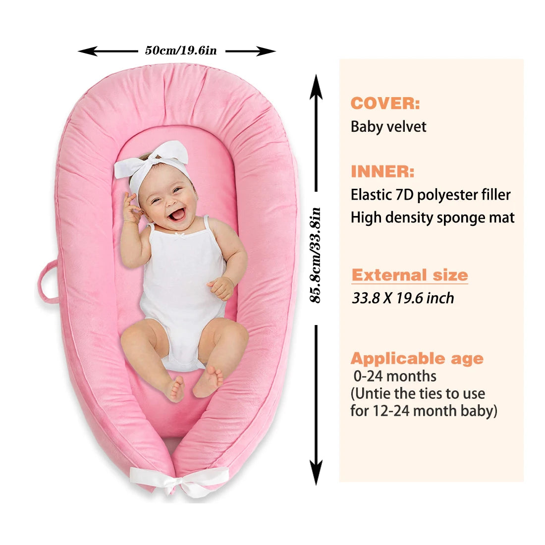 Baby Lounger,Newborn Lounger for Baby, Baby Nest,Snugly Fit Infant Lounger for Baby, Infant 100% Cotton Breathable Sleeping Bed