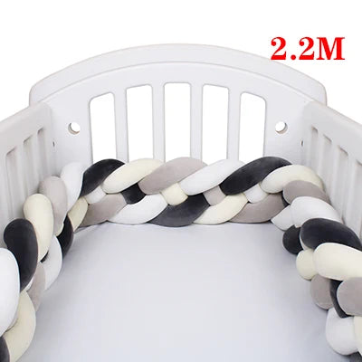 4 Strands Knotted 2.2M/3M/3.6M Baby Bed Bumper Braided Crib Bumper Cotton Knot Pillow Crib Protector Baby Decoration Room