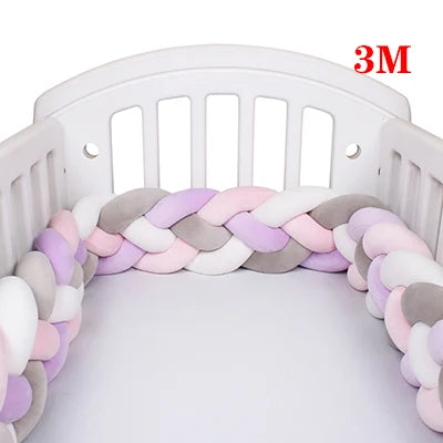 4 Strands Knotted 2.2M/3M/3.6M Baby Bed Bumper Braided Crib Bumper Cotton Knot Pillow Crib Protector Baby Decoration Room
