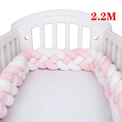 4 Strands Knotted 2.2M/3M/3.6M Baby Bed Bumper Braided Crib Bumper Cotton Knot Pillow Crib Protector Baby Decoration Room