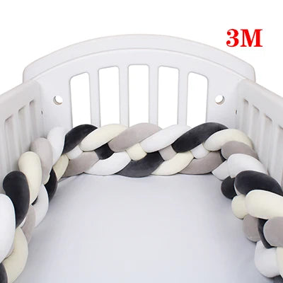4 Strands Knotted 2.2M/3M/3.6M Baby Bed Bumper Braided Crib Bumper Cotton Knot Pillow Crib Protector Baby Decoration Room