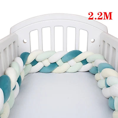 4 Strands Knotted 2.2M/3M/3.6M Baby Bed Bumper Braided Crib Bumper Cotton Knot Pillow Crib Protector Baby Decoration Room