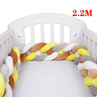 4 Strands Knotted 2.2M/3M/3.6M Baby Bed Bumper Braided Crib Bumper Cotton Knot Pillow Crib Protector Baby Decoration Room