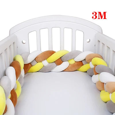 4 Strands Knotted 2.2M/3M/3.6M Baby Bed Bumper Braided Crib Bumper Cotton Knot Pillow Crib Protector Baby Decoration Room