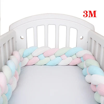 4 Strands Knotted 2.2M/3M/3.6M Baby Bed Bumper Braided Crib Bumper Cotton Knot Pillow Crib Protector Baby Decoration Room
