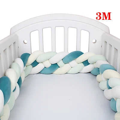 4 Strands Knotted 2.2M/3M/3.6M Baby Bed Bumper Braided Crib Bumper Cotton Knot Pillow Crib Protector Baby Decoration Room