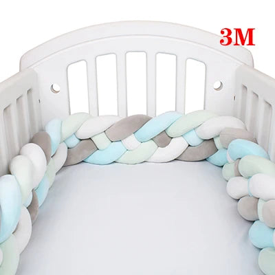 4 Strands Knotted 2.2M/3M/3.6M Baby Bed Bumper Braided Crib Bumper Cotton Knot Pillow Crib Protector Baby Decoration Room