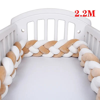 4 Strands Knotted 2.2M/3M/3.6M Baby Bed Bumper Braided Crib Bumper Cotton Knot Pillow Crib Protector Baby Decoration Room