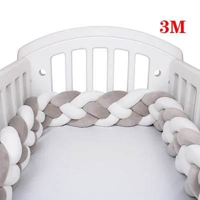 4 Strands Knotted 2.2M/3M/3.6M Baby Bed Bumper Braided Crib Bumper Cotton Knot Pillow Crib Protector Baby Decoration Room