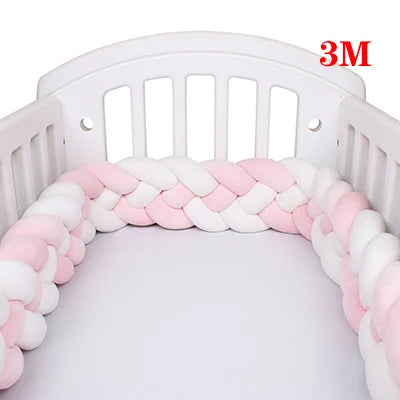 4 Strands Knotted 2.2M/3M/3.6M Baby Bed Bumper Braided Crib Bumper Cotton Knot Pillow Crib Protector Baby Decoration Room