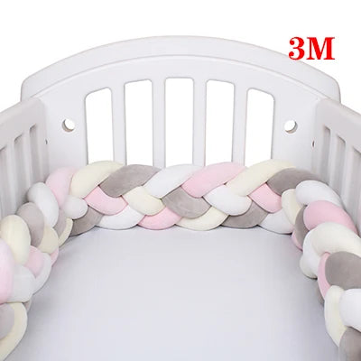 4 Strands Knotted 2.2M/3M/3.6M Baby Bed Bumper Braided Crib Bumper Cotton Knot Pillow Crib Protector Baby Decoration Room