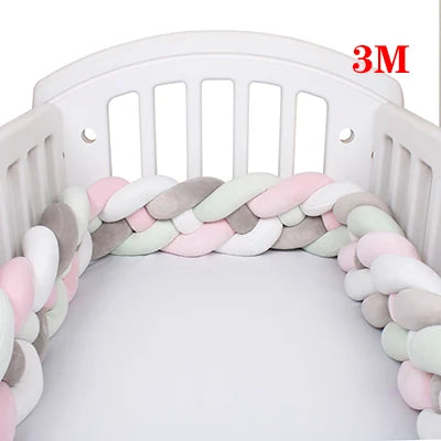4 Strands Knotted 2.2M/3M/3.6M Baby Bed Bumper Braided Crib Bumper Cotton Knot Pillow Crib Protector Baby Decoration Room