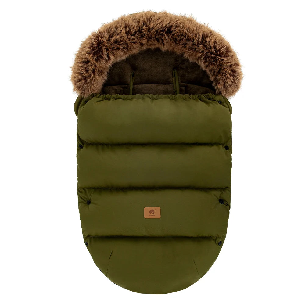 Stroller Footmuff Winter Baby Carriage Bag In Pram Removable Thicker Fur Collar Warm Flannel Newborn Cocoon Baby Envelope