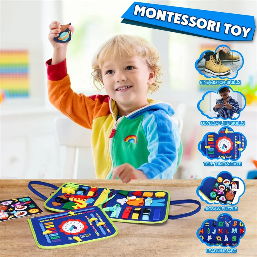 Busy Board Bébé – Planche Sensorielle Montessori pour Développement de la Motricité Fine