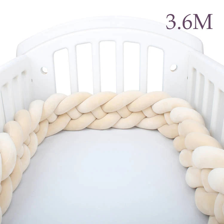 4 Strands Knotted 2.2M/3M/3.6M Baby Bed Bumper Braided Crib Bumper Cotton Knot Pillow Crib Protector Baby Decoration Room