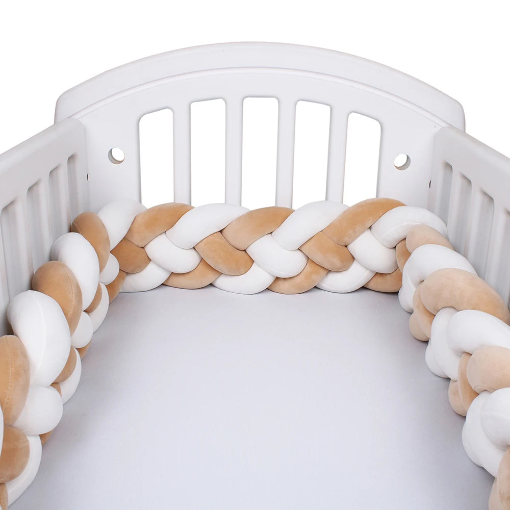 4 Strands Knotted 2.2M/3M/3.6M Baby Bed Bumper Braided Crib Bumper Cotton Knot Pillow Crib Protector Baby Decoration Room