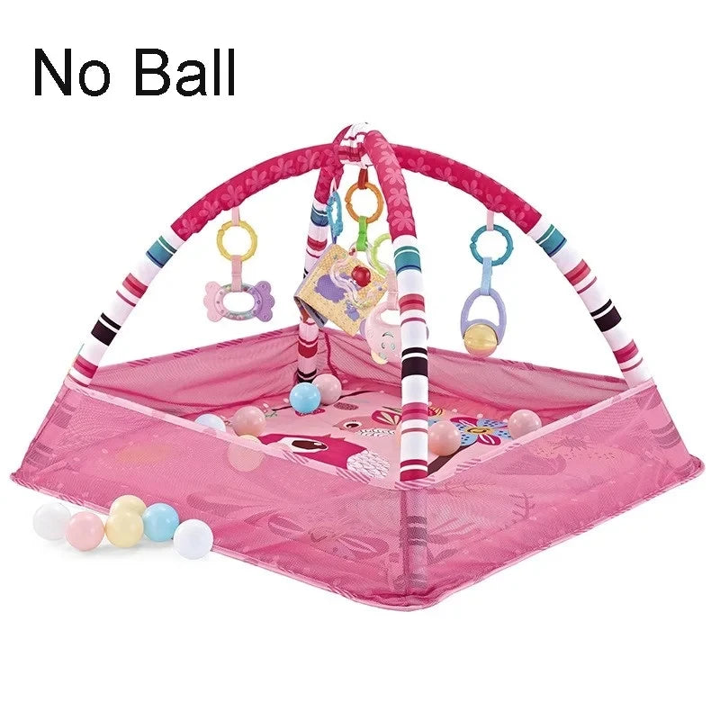Tapis de jeu bébé – Tapis d’activités avec arche et jouets suspendus pour le développement moteur – 80 × 80 × 50 cm