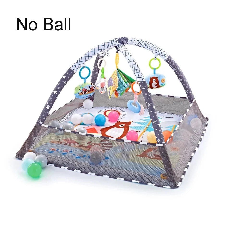 Tapis de jeu bébé – Tapis d’activités avec arche et jouets suspendus pour le développement moteur – 80 × 80 × 50 cm