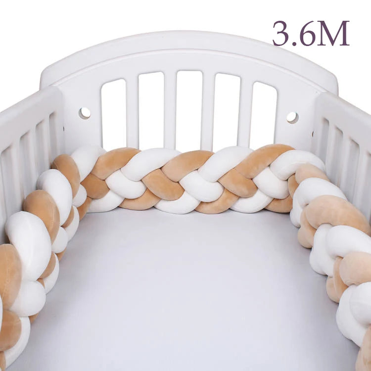 4 Strands Knotted 2.2M/3M/3.6M Baby Bed Bumper Braided Crib Bumper Cotton Knot Pillow Crib Protector Baby Decoration Room