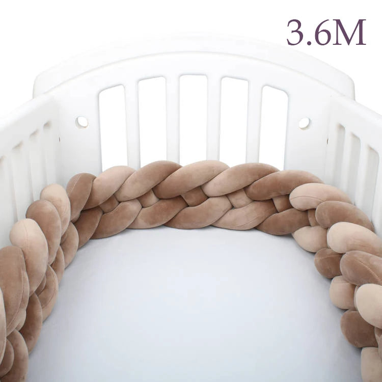 4 Strands Knotted 2.2M/3M/3.6M Baby Bed Bumper Braided Crib Bumper Cotton Knot Pillow Crib Protector Baby Decoration Room