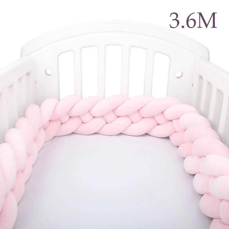 4 Strands Knotted 2.2M/3M/3.6M Baby Bed Bumper Braided Crib Bumper Cotton Knot Pillow Crib Protector Baby Decoration Room
