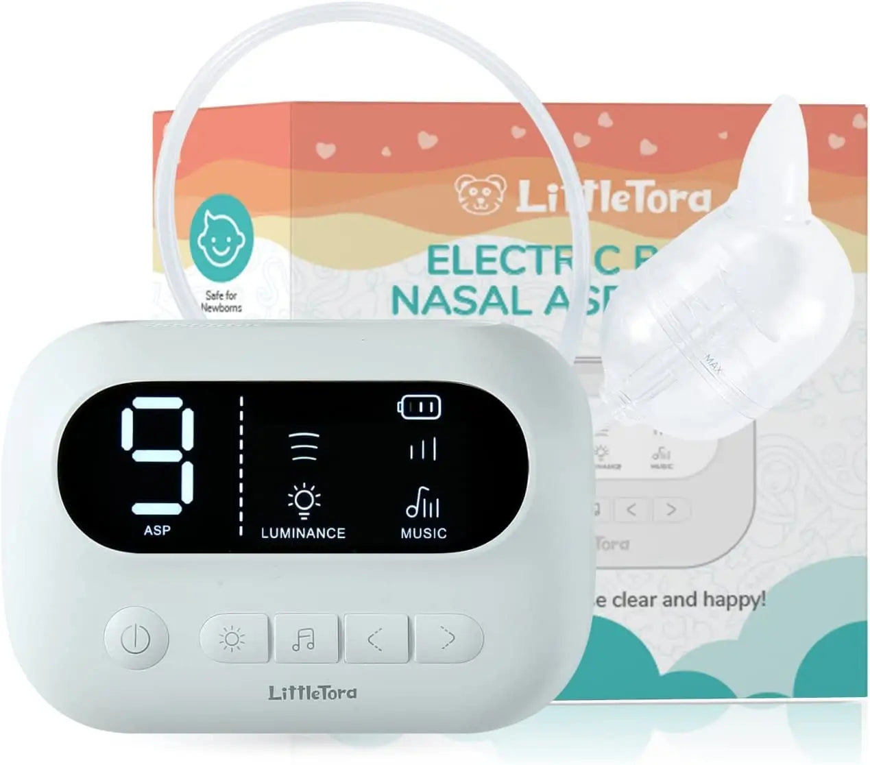 Aspirateur nasal bébé électrique premium – Musique intégrée, veilleuse & 9 niveaux d'aspiration