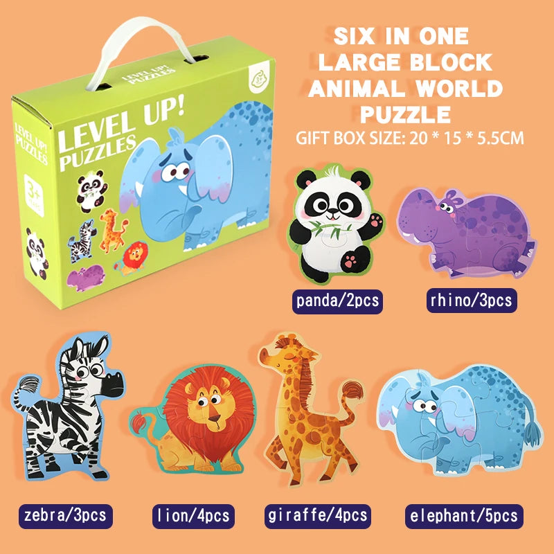 Puzzle en Bois Enfant – Alphabet, Chiffres et Animaux Montessori (0 à 6 Ans)