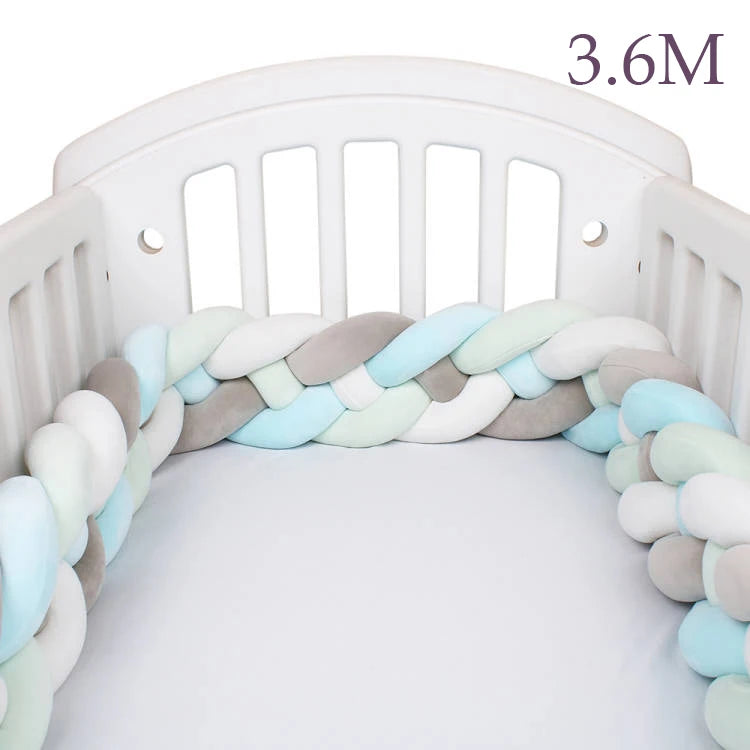 4 Strands Knotted 2.2M/3M/3.6M Baby Bed Bumper Braided Crib Bumper Cotton Knot Pillow Crib Protector Baby Decoration Room