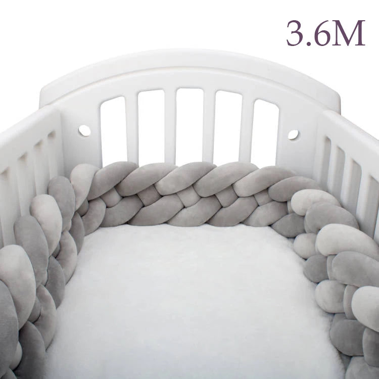 4 Strands Knotted 2.2M/3M/3.6M Baby Bed Bumper Braided Crib Bumper Cotton Knot Pillow Crib Protector Baby Decoration Room