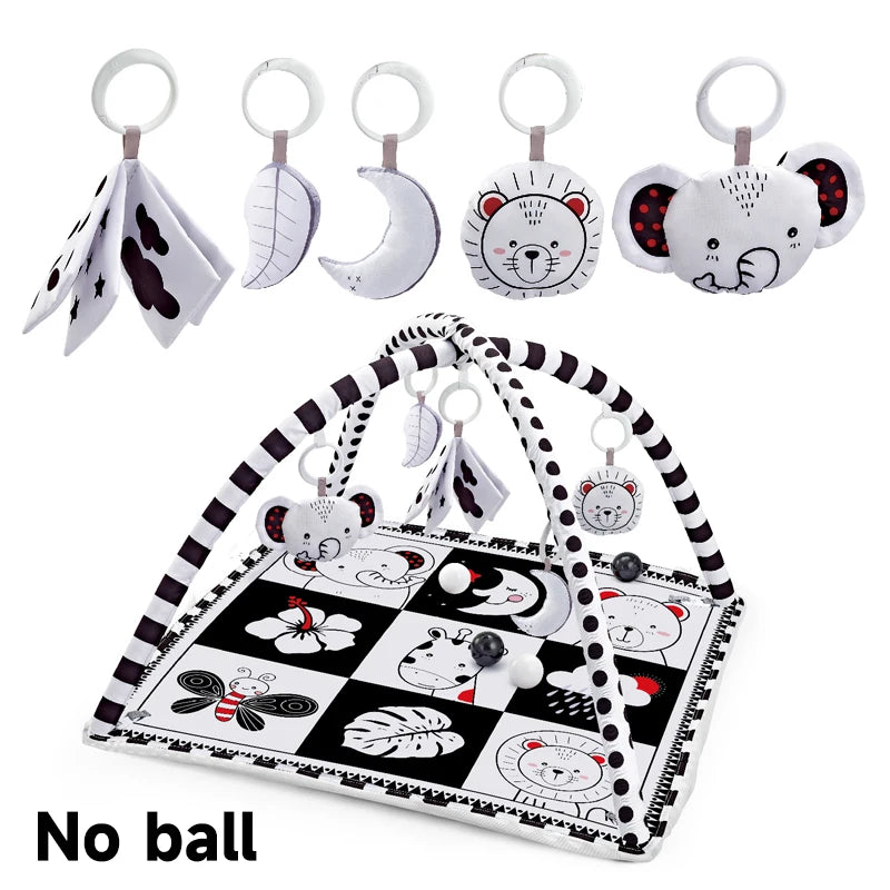 Tapis de jeu bébé – Tapis d’activités avec arche et jouets suspendus pour le développement moteur – 80 × 80 × 50 cm