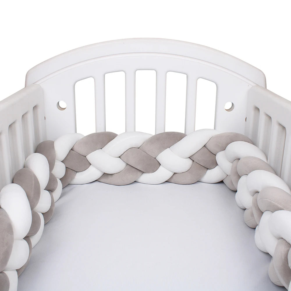 4 Strands Knotted 2.2M/3M/3.6M Baby Bed Bumper Braided Crib Bumper Cotton Knot Pillow Crib Protector Baby Decoration Room