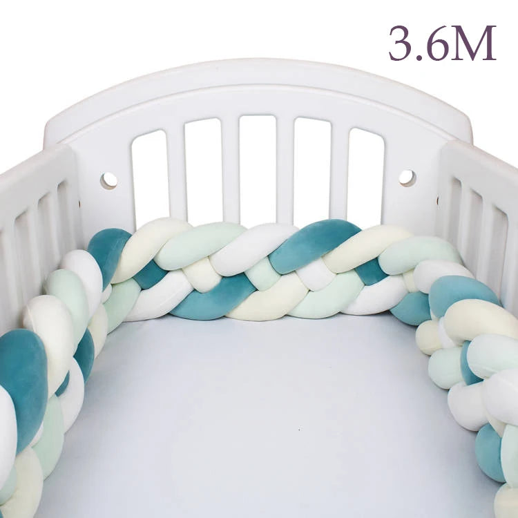 4 Strands Knotted 2.2M/3M/3.6M Baby Bed Bumper Braided Crib Bumper Cotton Knot Pillow Crib Protector Baby Decoration Room