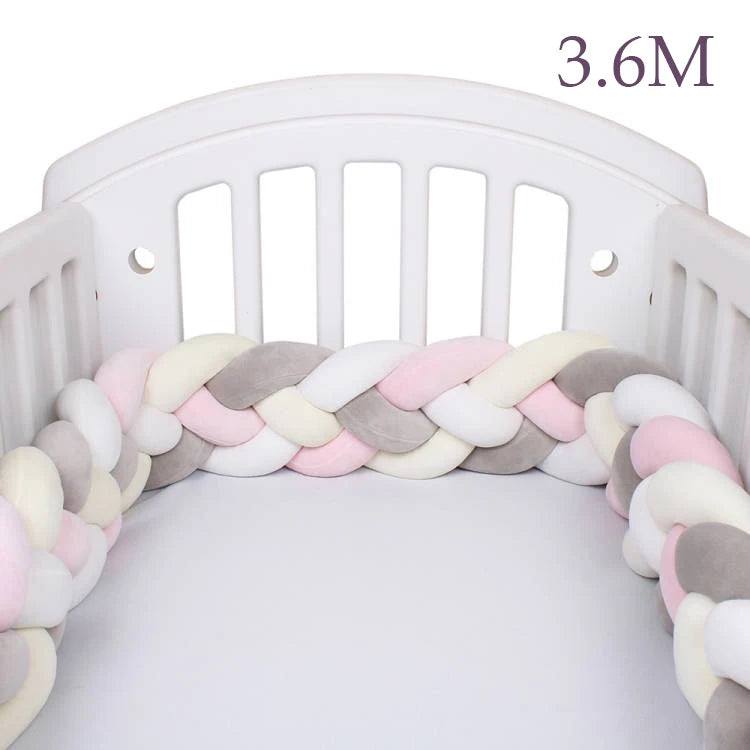 4 Strands Knotted 2.2M/3M/3.6M Baby Bed Bumper Braided Crib Bumper Cotton Knot Pillow Crib Protector Baby Decoration Room