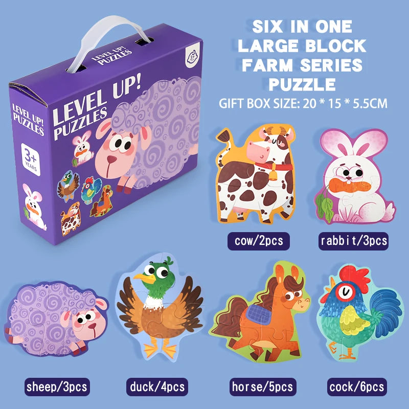 Puzzle en Bois Enfant – Alphabet, Chiffres et Animaux Montessori (0 à 6 Ans)