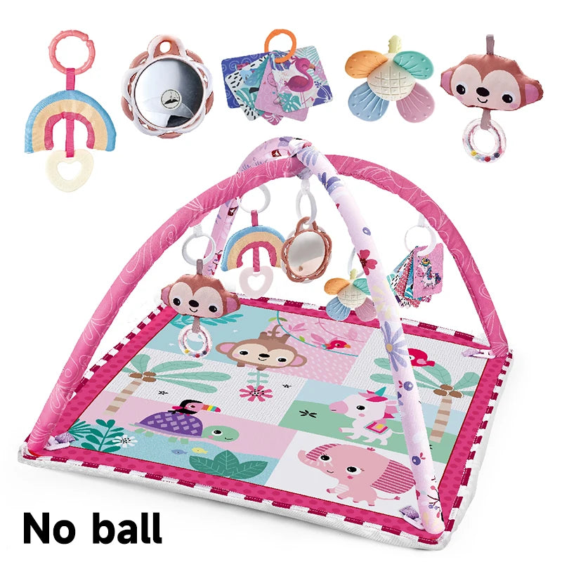 Tapis de jeu bébé – Tapis d’activités avec arche et jouets suspendus pour le développement moteur – 80 × 80 × 50 cm