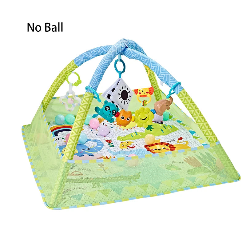 Tapis de jeu bébé – Tapis d’activités avec arche et jouets suspendus pour le développement moteur – 80 × 80 × 50 cm