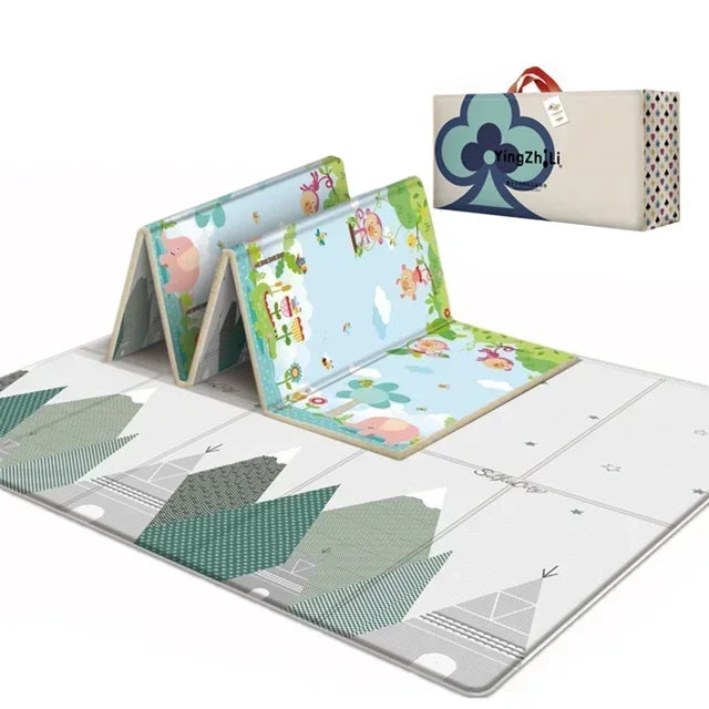 Tapis de jeu 200×180 cm – Double face éducatif et ludique pour enfants