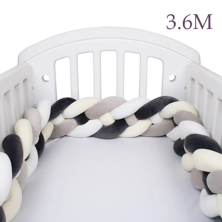 4 Strands Knotted 2.2M/3M/3.6M Baby Bed Bumper Braided Crib Bumper Cotton Knot Pillow Crib Protector Baby Decoration Room