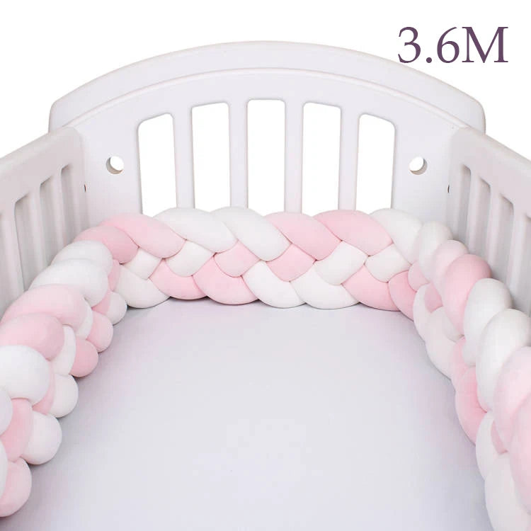 4 Strands Knotted 2.2M/3M/3.6M Baby Bed Bumper Braided Crib Bumper Cotton Knot Pillow Crib Protector Baby Decoration Room