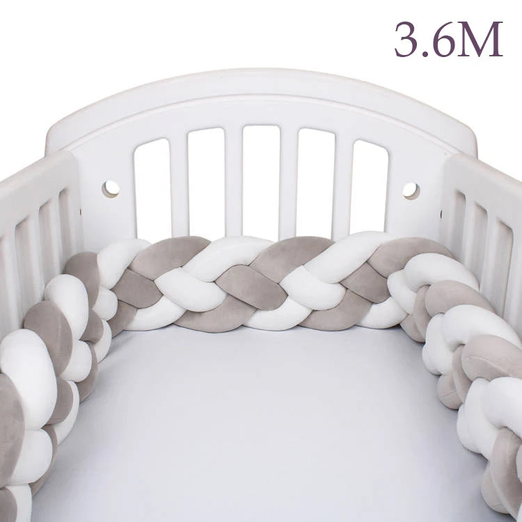 4 Strands Knotted 2.2M/3M/3.6M Baby Bed Bumper Braided Crib Bumper Cotton Knot Pillow Crib Protector Baby Decoration Room