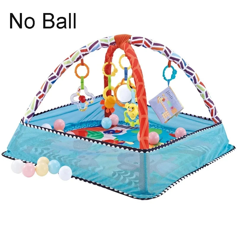 Tapis de jeu bébé – Tapis d’activités avec arche et jouets suspendus pour le développement moteur – 80 × 80 × 50 cm