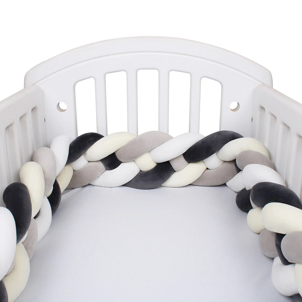 4 Strands Knotted 2.2M/3M/3.6M Baby Bed Bumper Braided Crib Bumper Cotton Knot Pillow Crib Protector Baby Decoration Room
