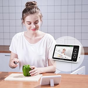 Babyphone vidéo 5" zoom 4x – Batterie 22h, portée 300m, PTZ & vision nocturne