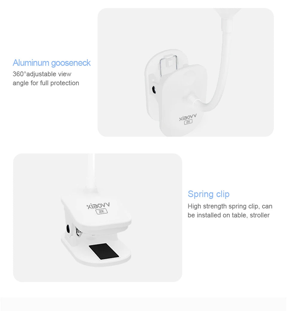 Caméra babyphone WiFi 2K 360° – Vision nocturne couleur & détection de pleurs