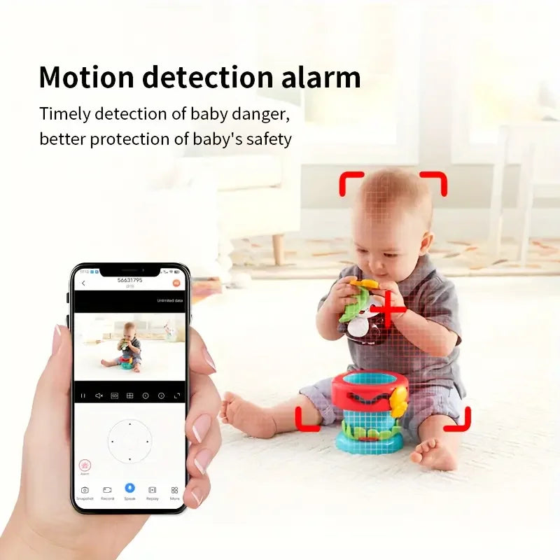 Caméra babyphone WiFi 2K 360° – Vision nocturne couleur & détection de pleurs