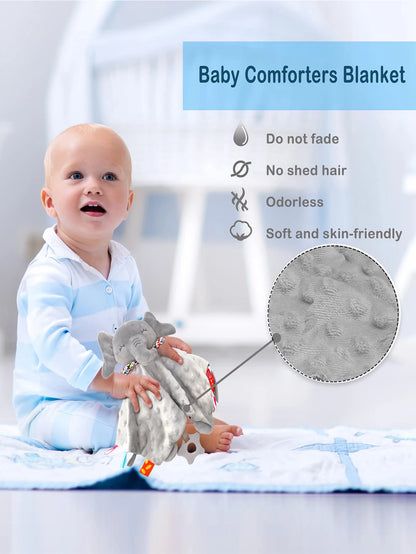 Doudou Éléphant Bébé | Hochet Apaisant Naissance | Plat Gris Rose