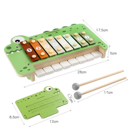 Jouet Musical Bebe – Ensemble d’Instruments en Bois Montessori (Xylophone, Tambour, Maracas)